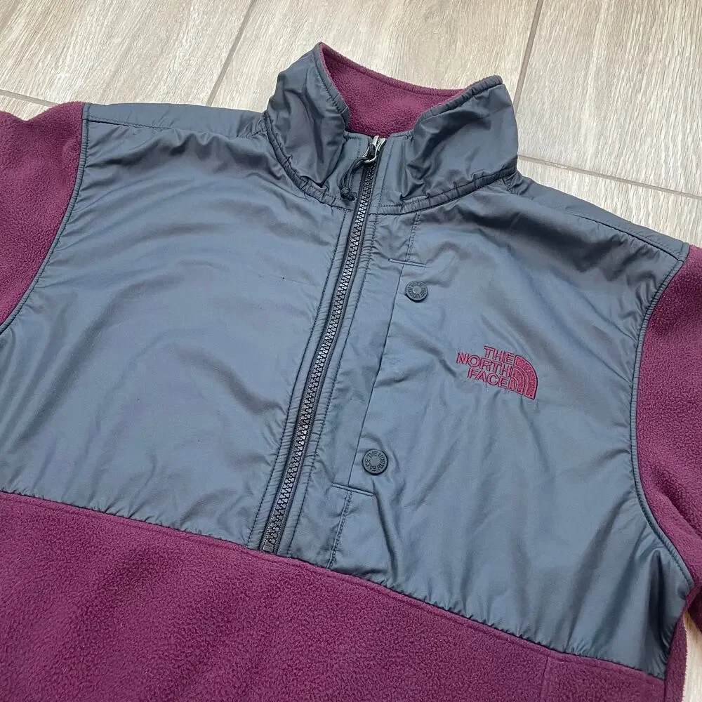 The North Face Mens Small Burgundy Fleece Pullover Jacket Snap Zip Outdoor